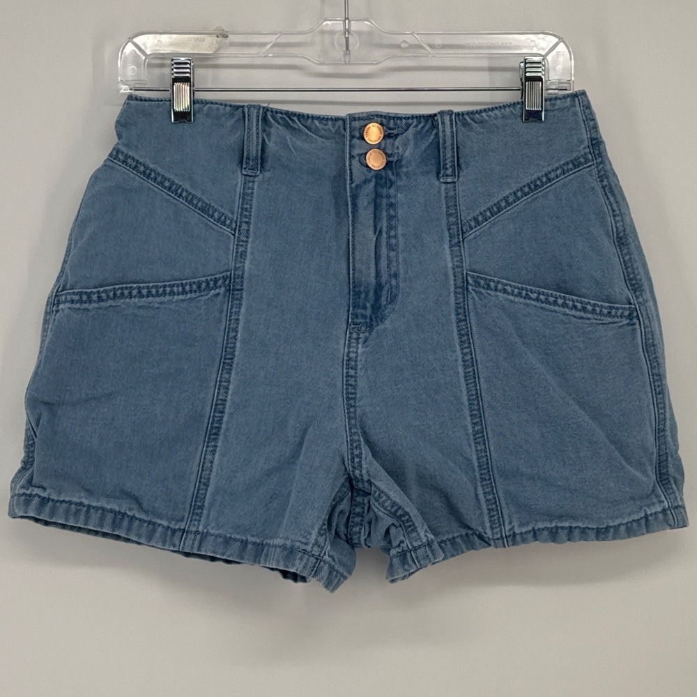 Universal Thread High Rise Midi Women Shorts 6/28 Blue Cotton Utility Pocket